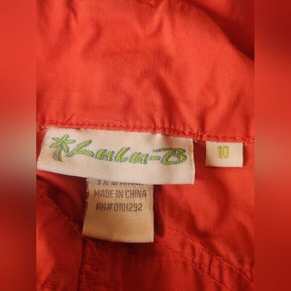 Lulu-B 10 Coral Red Full Length Roll Up Zipper Cargo Women’s Pants - Picture 12 of 14